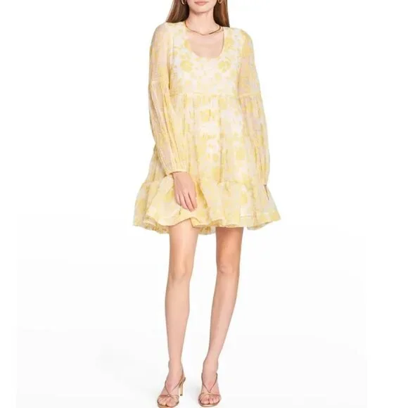 open lace back dress En Saison Floral Print Organza Mini Dress  Francis + Fern